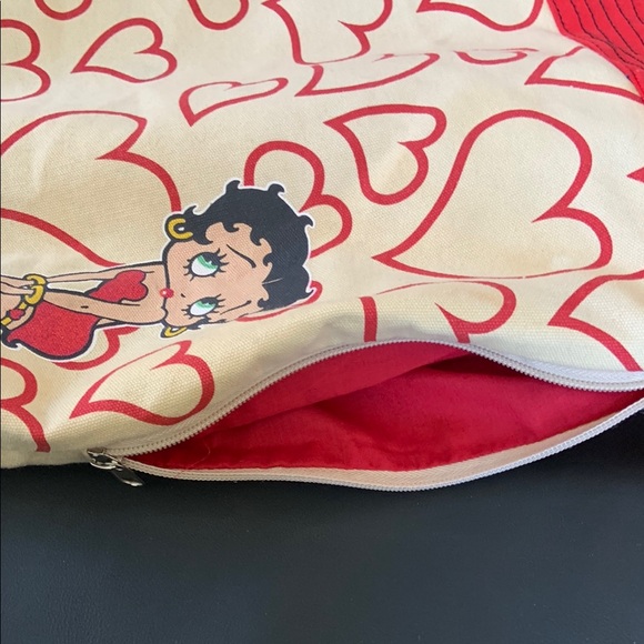 Betty Boop Red Heart Print Canvas Tote Bag Retro Y2K - Picture 12 of 16